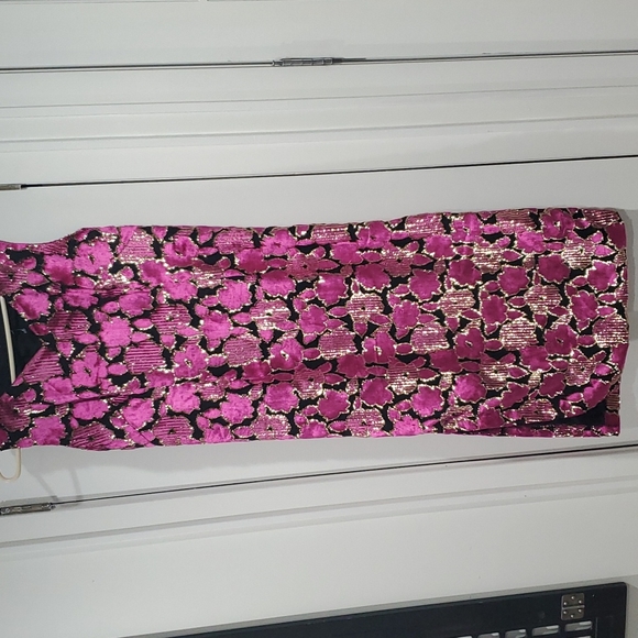 Women's Vintage Embroidered Burn Out Hot Pink Floral Velvet Dress sz Small - Picture 3 of 11